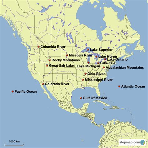 Stepmap Us Bodies Of Water Landkarte Für Usa