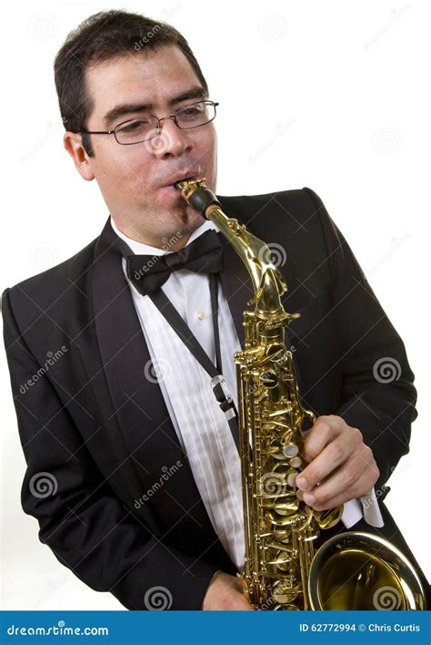 Saxophone Player Isolated On White Stock Photo Image Of Saxophonist