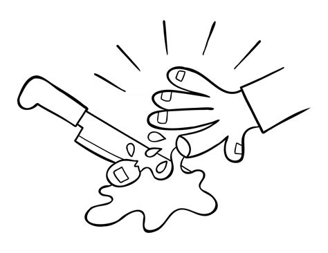 ilustración vectorial de dibujos animados de cortar el dedo con un cuchillo Vector en
