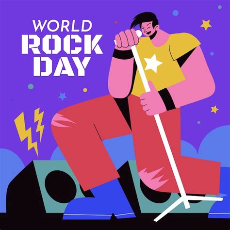 Free Vector Flat World Rock Day Illustration With Man Singing