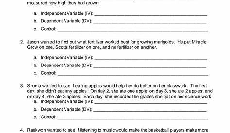 independent and dependent variables worksheets