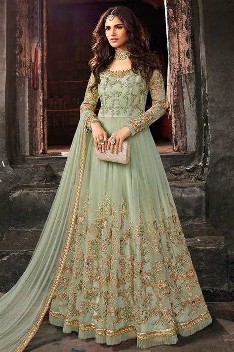 Partywear Floral Anarkali Gown Partywear Floral Anarkali Gown Blue