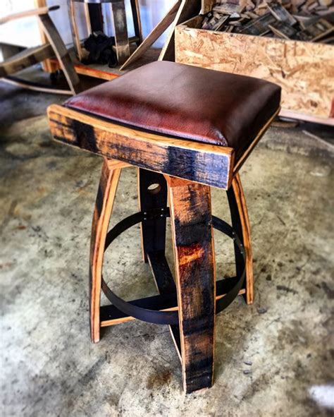 The stool is a, sturdy design, includes a flat seating surface arched legs and a place to put your feet. Leather Bourbon Barrel Bar Stools from Reclaimed Oak Barrels