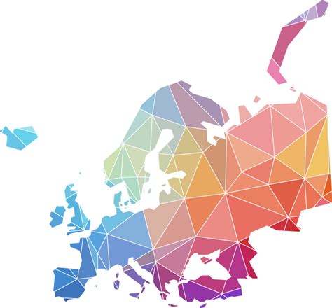 Colorful Abstract Low Polygonal Of Europe Map 29881891 Png