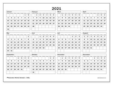 Download template kalender 2021 gratis. Årskalender 2021 - 34SL - Michel Zbinden SV