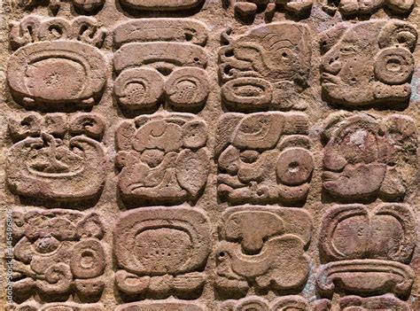 Mayan Alphabet Close Up Of Hieroglyph Or Glyph Writing System Found In