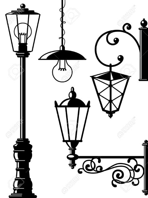 Silhouettes Of Retro Lanterns Street Lamps Street Lamp Free