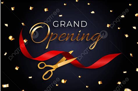 Vector Illustration Of A Grand Opening Ribbon Cutting Card With
