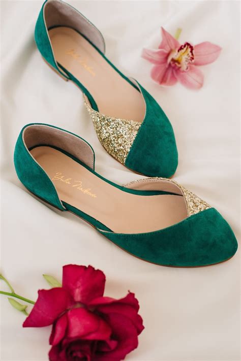 Wedding Shoes Emerald Green Bridal Shoes Wedding Flats For Etsy