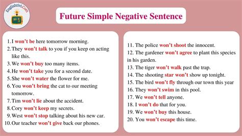 60 Sentences Example In Future Simple Tense Englishtivi