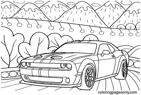 Dodge Challenger Coloring Page Free Printable Coloring Pages