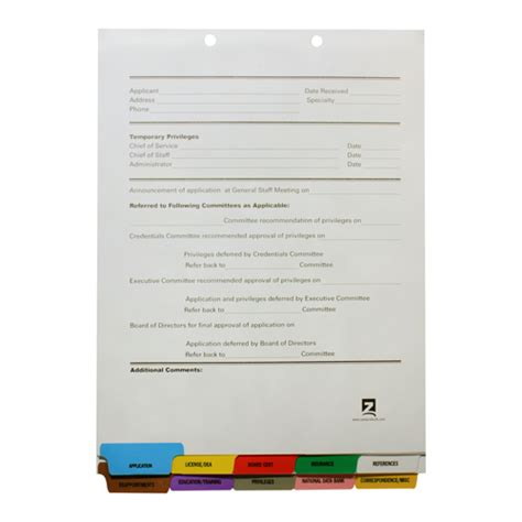 Physician Credentialing Divider Set Bottom Tab