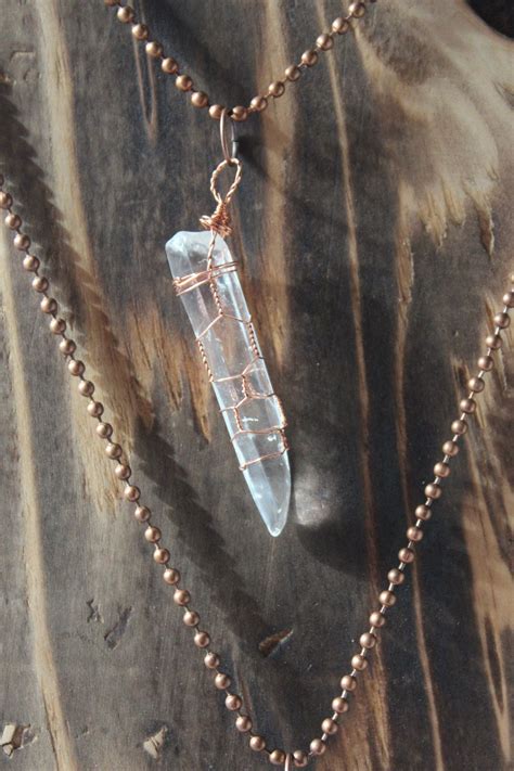 Copper Wire Wrapped Crystal Necklaces Wire Wrapped Crystal Minimalist