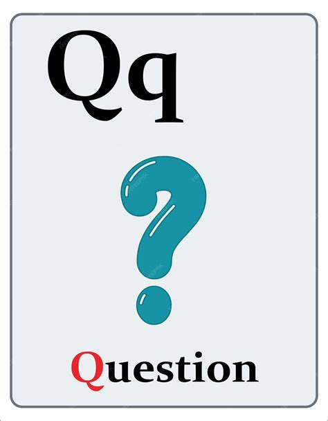 Premium Vector Alphabet Flashcard With Letter Q For Question