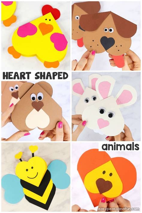 Heart Animals Crafts Valentines Heart Shaped Animals Valentines Art