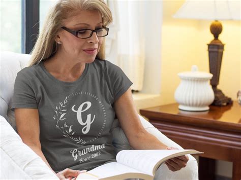 Womens Personalized Grandma T Shirt Monogram Wreath Etsy