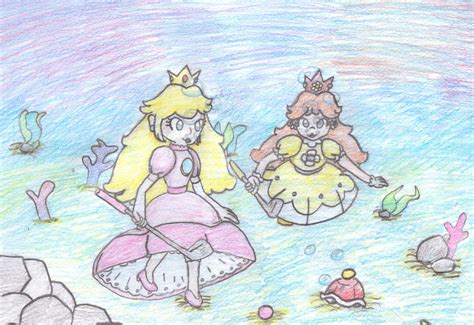 Requested Peach And Daisy In Underwater Golf By Minidragonfly On
