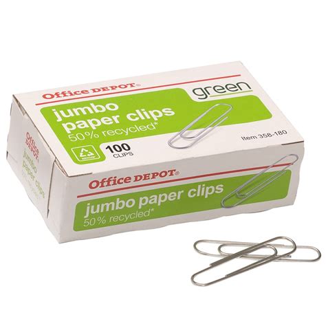 Jumbo Paper Clips 1 78 20 Sheet Capacity Silver Box Of 100 Clips