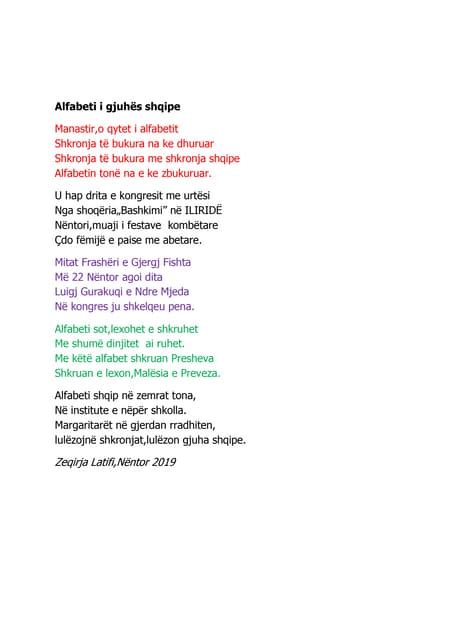 Poezia Alfabeti I Gjuhes Shqipe 22 Nentori Pdf