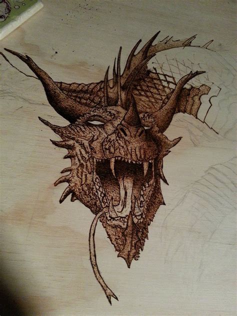 Wood Burned Dragon Wood Burn Designs Wood Carving Designs Ink Pen Art