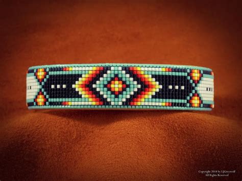Native American Beaded Cherokee Chevron Cuff Bracelet Loom Beading