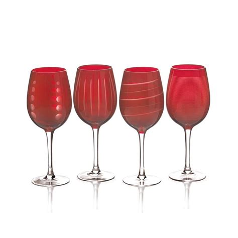 Cheers Ruby Set Of 4 Wine Glasses Mikasa