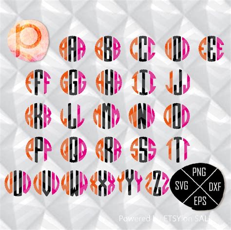 Scalloped Circle Monogram SVG Font Letters AlphabetMonogram Etsy