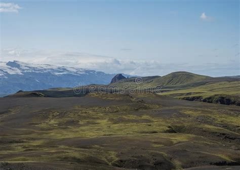 Icelandic Lava Desert Landscape With View On Tindfjallajokull Glacier