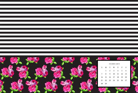 Free Download February Floral And Stripes Phone Desktop Background