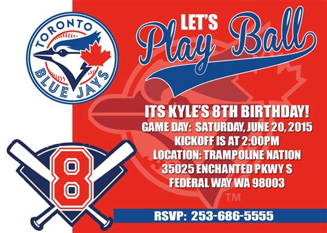 Toronto Blue Jays Birthday Invitationn Toronto Blue Jays Blue Jays