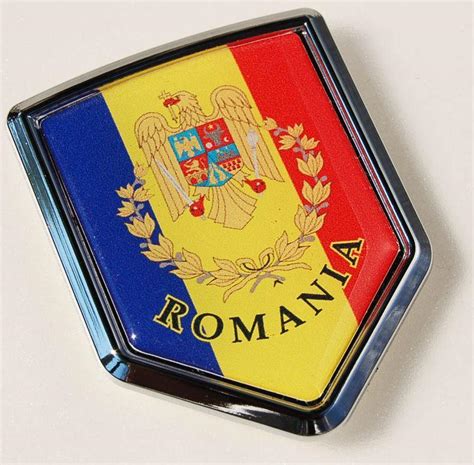 Romania Flag Emblem Chrome Crest Decal Bumper Sticker 3d Chrome Auto