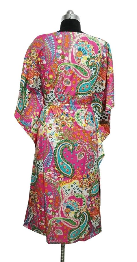 Indian Pink Paisley Print Cotton Hippie Maxi Women Nightwear Caftan Long Dress Ebay