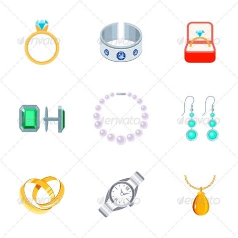 Jewelry Icons Flat Jewelry Icon Handmade Gold Jewellery Flat Icons Set