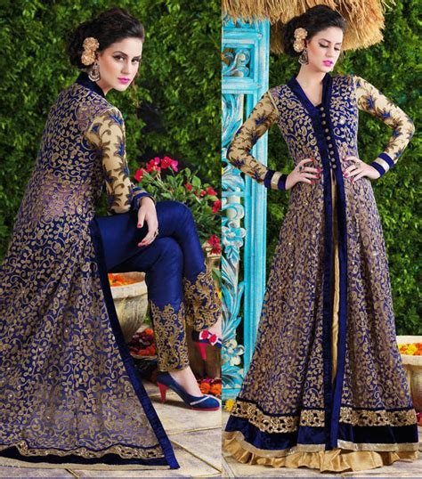 Fs1890 Georgette Embroidery Blue Semi Stitched Anarkali Suit At Rs 2299 Semi Stitched Suits In