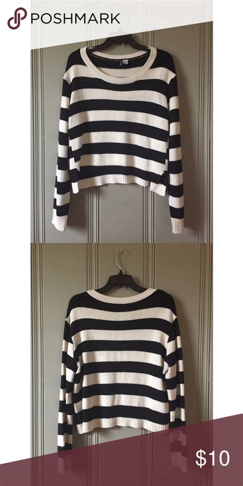 Black And White Striped Crop Sweater Cropped Sweater Striped Clothes