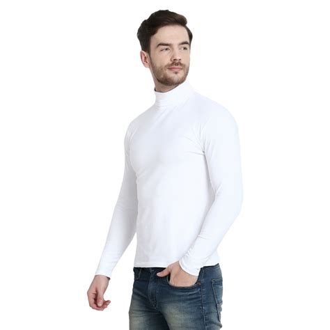Buy Men White High Neck Full Sleeve T Shirt Online ₹399 From Shopclues