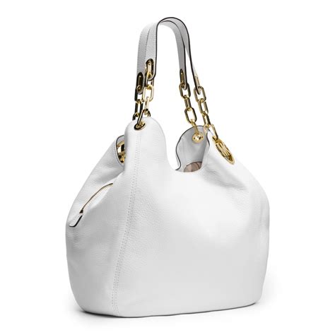 Michael kors Fulton Large Leather Shoulder Bag in White (OPTIC WHITE ...