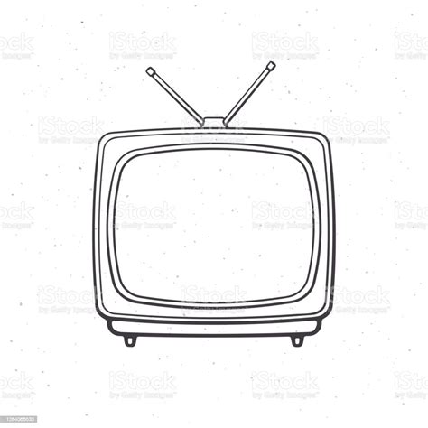 Ilustración De Tv Retro Analógica Con Antena Y Cuerpo De Plástico