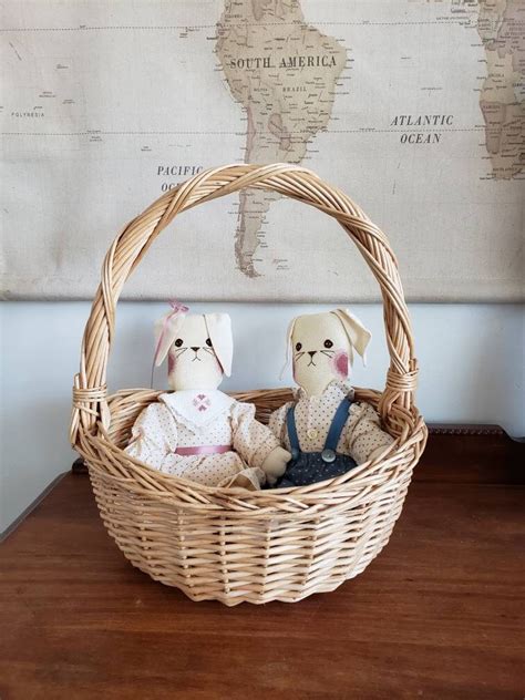 Hand Embroidered Stuffed Bunny Rabbit Pair She And He Etsy