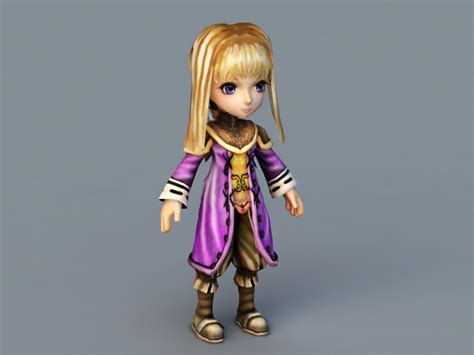 Blonde Anime Girl Character 3d Model 3ds Max Files Free