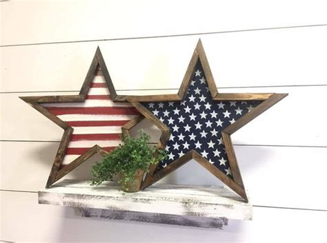 Rustic Wood Americana Stars Fourth Of July Decor American Etsy