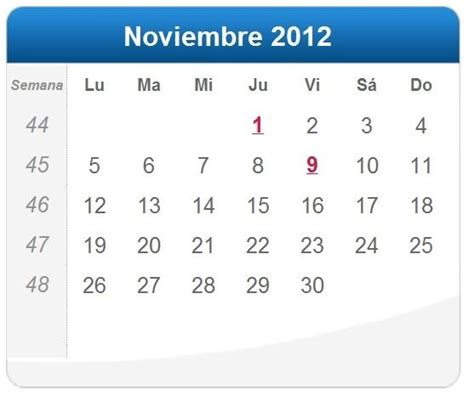 calendarios de noviembre del 2012 para coleccionar mil recursos