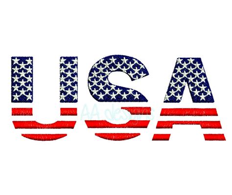 Usa Flag Embroidery Digital Font Etsy