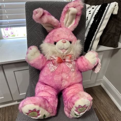 Dan Dee Hoppy Hopster Jumbo Plush Easter Bunny Rabbit Pink Flower Feet