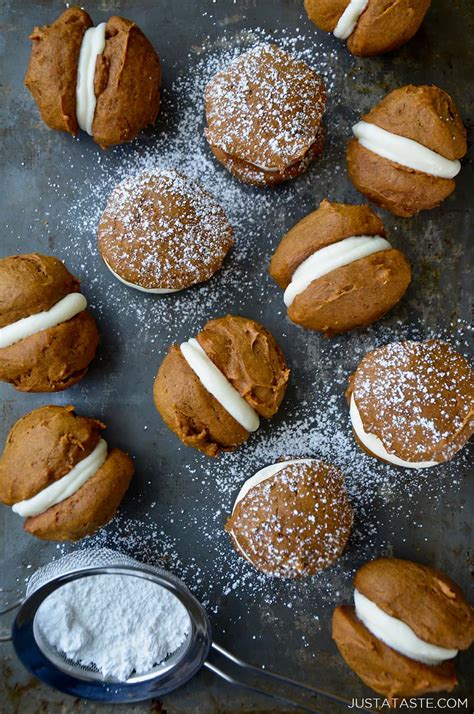 The Best Pumpkin Whoopie Pies With Cream Cheese Frosting Just A Taste