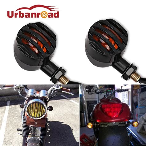 4pcs Black Vintage Motorcycle Led Turn Signal Indicators Rear Bullet