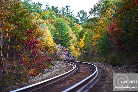 Railroad Tracks Winding Through An Stock Photo