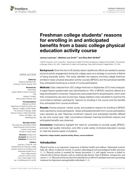 Pdf Freshman College Students Reasons For Enrolling In And
