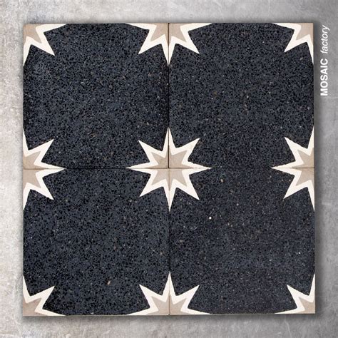 Black Terrazo Star Tile Mosaic Factory Carrelage Ciment Granito