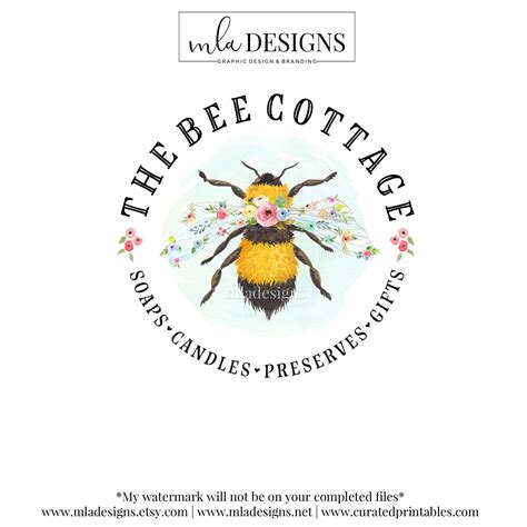 Bee Logo Custom Logo Boutique Logo Floral Logo Premade In 2020